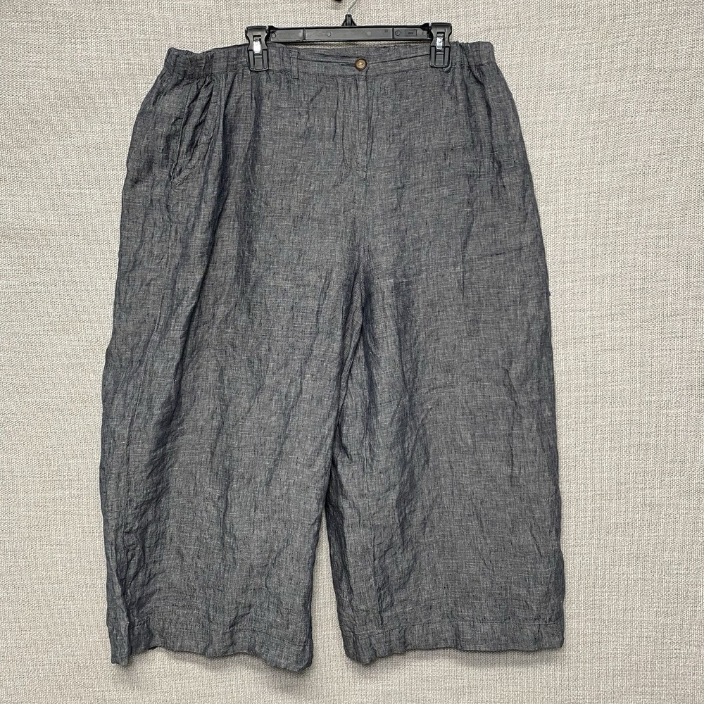 Poetry Trousers 16 Flowy Wide Leg Cropped Linen Minimalist Lagenlook Coastal